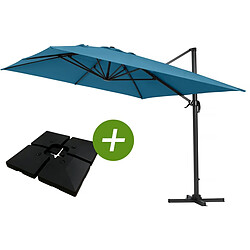 Habitat Et Jardin Parasol jardin déporté Alu Sun 4 - Rectangle - 3 x 4 m - Bleu - Dalles à lester incluses