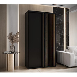 Abiks Meble Armoire LANKO 1 À Portes Coulissantes 235,2/130/45 2 Portes (Noir/Noir)