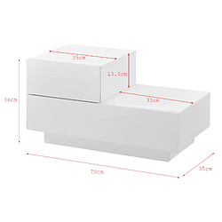 Helloshop26 Table de nuit élégante meuble de rangement polyvalent commode stylé petit tiroir côté gauche capacité de charge tiroir 8 kg panneau de particules mélaminé 38 x 70 x 35 cm blanc mat 03_0006252