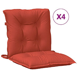 vidaXL Coussins de chaise à dossier bas lot de 4 rouge mélangé tissu