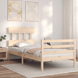 Maison Chic Lit adulte - Cadre de lit et tête de lit,Structure du lit Contemporain pour chambre 100x200 cm bois massif -MN18336