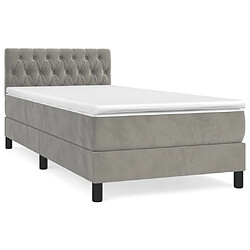 vidaXL Sommier à lattes de lit et matelas Gris clair 90x190 cm Velours