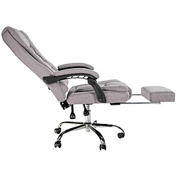 Decoshop26 Fauteuil de bureau ergonomique généreusement rembourrée avec repose-pieds en tissu gris et métal chromé 10_0002571