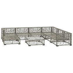 Avis Maison Chic Salon de jardin 8 pcs + coussins - Mobilier/Meubles de jardin - Table et chaises d'extérieur Résine tressée Gris -MN33849