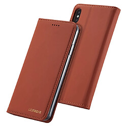 Wewoo Housse Coque Pour iPhone XR LC.IMEEKE LC-002 Series Skin Feeling PU + TPU en cuir à rabat horizontal avec support et fente carte et portefeuille marron