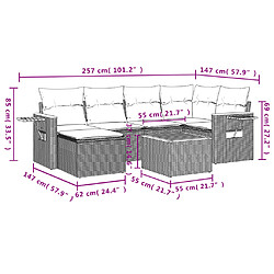 Acheter vidaXL Salon de jardin 7 pcs avec coussins noir résine tressée