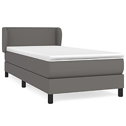 vidaXL Sommier à lattes de lit avec matelas Gris 90x200 cm Similicuir