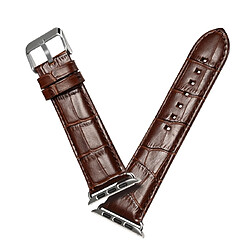 Wewoo Denior Crocodile Grain Watch Bracelet en cuir de vachette pour Apple Series 5 & 4 40 mm / 3 & 2 & 1 38 mm marron