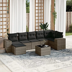 vidaXL Salon de jardin 8 pcs avec coussins gris résine tressée