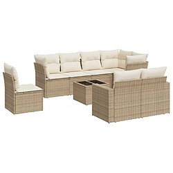 Maison Chic Salon de jardin avec coussins 9 pcs | Ensemble de Table et chaises | Mobilier d'Extérieur beige résine tressée -GKD71324