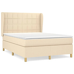 vidaXL Sommier à lattes de lit avec matelas Crème 140x190 cm Tissu