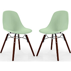 ICONIK INTERIOR Chaises de Salle à Manger - Design Scandinave - Pieds en Bois Sombre - Lot de 2 - Skögur Vert pastel