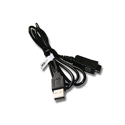 vhbw Câble de données USB 2-en-1 avec charge compatible avec HP IPAQ HX4700, RX1950, RX3700, RX3710 appareil PDA, ordinateur de poche - 130cm, noir