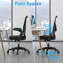 Chaises de bureau pour le bureau à domicile - avec accoudoirs rabattables à 90 ° et support lombaire - Chaises de bureau ergonomiques Rattantree pour la maison - Réglable en hauteur - Mobilier de bureau à domicile NOIR pas cher