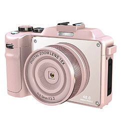 Avis INF Appareil photo à double objectif numérique 4K 48MP avec zoom 18X et carte 32 Go Pink