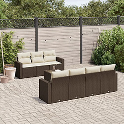 vidaXL Salon de jardin 8 pcs avec coussins marron résine tressée