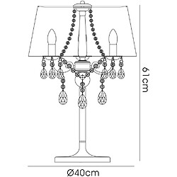 Avis Luminaire Center Lampe de Table Olivia avec Abat jour noir 3 Ampoules chrome poli/cristal