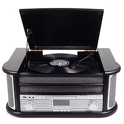 Lecteur de disques vinyles Denver MRD-51 Black Radio Dab/FM, CD, Cassette, REC. Haut-parleurs 5W, Design rétro. Boîtier en Bois.