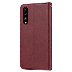 Avis Wewoo Housse Coque Étui en cuir à rabat horizontal avec texture de peau pour Huawei P20 Proavec cadre photo et supportemplacements cartes et porte-monnaie Vin rouge