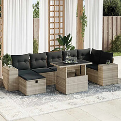 vidaXL Salon de jardin 5 pcs avec coussins gris clair résine tressée