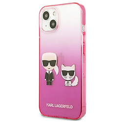 Karl Lagerfeld Gradient Ikonik Karl & Choupette - Coque pour iPhone 13 mini (Rose)