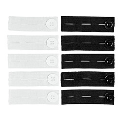 10 Pcs Haute Élastique Taille Extender Réglable Pantalon Bouton Fit 3 Trous Noir Blanc