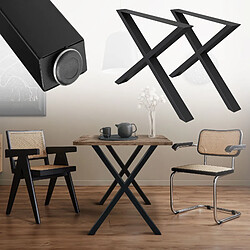 Ecd Germany Set 2 pieds de table pour bureau 60x70cm forme X en acier noir design industriel