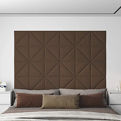 vidaXL Panneaux muraux 12 pcs Marron 30x30 cm Tissu 0,54 m²