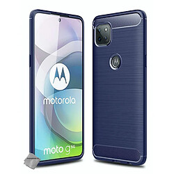 Htdmobiles Coque silicone gel carbone pour Motorola Moto G 5G + film ecran - BLEU FONCE