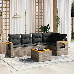 Maison Chic Salon de jardin 6 pcs avec coussins | Ensemble de Table et chaises | Mobilier d'Extérieur gris résine tressée -GKD92232