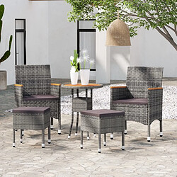 Maison Chic Salon de jardin 5 pcs | Ensemble de Table et chaises | Mobilier d'Extérieur Résine tressée Gris -GKD75862