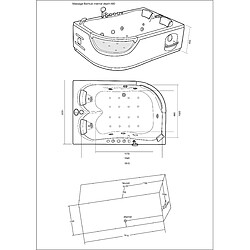 Simba BAIGNOIRE BALNEO MASSANTE - BAIGNOIRE D'ANGLE - BAIN TOURBILLON - Modèle LUNA 180 x 120 cm - BALNEO 2 PERSONNES pas cher