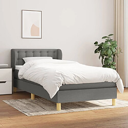 Maison Chic Lit Adulte - Lit simple Lit à sommier tapissier et matelas moelleux - Meuble de Chambre - Gris foncé 90x190 cm Tissu -MN14094