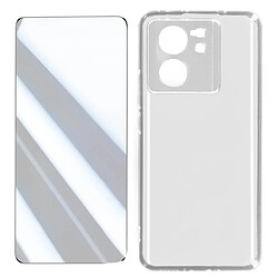 Avizar Coque Silicone pour Xiaomi 13T et 13T Pro Verre Trempé Biseauté 2.5D Transparent