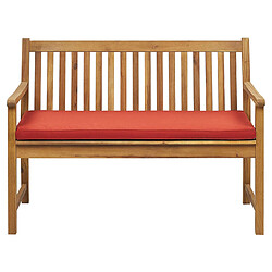 Beliani Banc avec coussin d'assise VIVARA avec coussin Bois d'acacia certifié 120 cm Rouge foncé