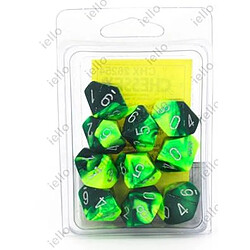 Chessex Set de 10 des 10 faces verte et jaune