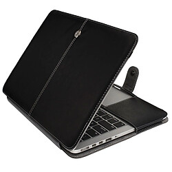 Wewoo Housse Étui noir pour MacBook Pro Retina 13,3 pouces ordinateur portable avec bouton pression en cuir pas cher