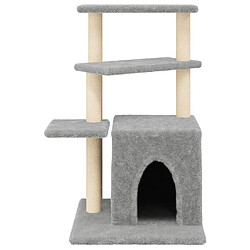 Helloshop26 Arbre à chat meuble tour grimper jouet grattage grattoir escalade plateforme avec griffoirs en sisal clair 83,5 cm gris 02_0022624