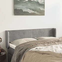 Maison Chic Tête de lit scandinave avec oreilles,meuble de chambre Gris clair 147x16x78/88 cm Velours -MN41807