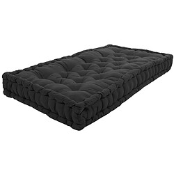 Jardindeco Coussin de palette en coton coloré 120 x 60 cm noir.