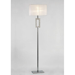 Luminaire Center Lampadaire Florence Renctangle avec Abat jour blanc 1 Ampoule chrome poli/cristal