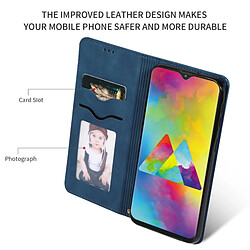 Wewoo Housse Coque Etui en cuir avec rabat horizontal magnétique Business Skin Feel pour Samsung Galaxy M20 bleu marine