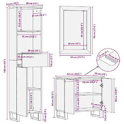 vidaXL Ensemble de meubles de salle de bain 3 pcs noir manguier massif pas cher