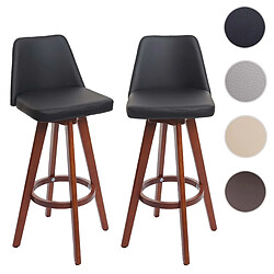 Mendler Lot de 2 tabourets de bar HWC-C43, chaise de bar tabouret de comptoir, bois similicuir pivotant ~ noir