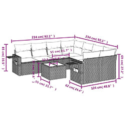 Avis vidaXL Salon de jardin avec coussins 9 pcs marron résine tressée