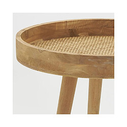 Aubry Gaspard Table en bois naturel et rotin.