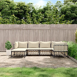 Maison Chic Salon de jardin 6 pcs + coussins - Mobilier/Meubles de jardin - Table et chaises d'extérieur anthracite résine tressée -MN32080