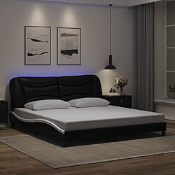 Acheter Vidaxl Cadre de lit avec lumière LED noir blanc 180x200 cm similicuir