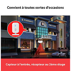 Pack 6 Capteurs de mouvement + Récepteur + Télécommande - Alarme de sécurité, carillon de sonnette sans fil intelligente, 4 LED, porte fenêtre magasin