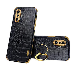 Coque en TPU + PU Conception enduite de texture de crocodile électrolytique 6D avec béquille noir pour votre Xiaomi Redmi K40 Gaming